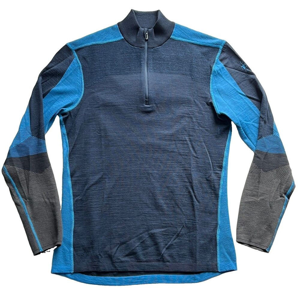 Smartwool Intraknit 200 Sweater Mens Sz L Merino Wool Base Layer 1/4 Zip Thermal